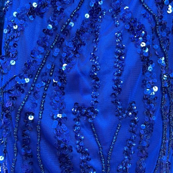 Primavera Couture Royal Blue Beaded Prom Dress - Picture 3 of 4